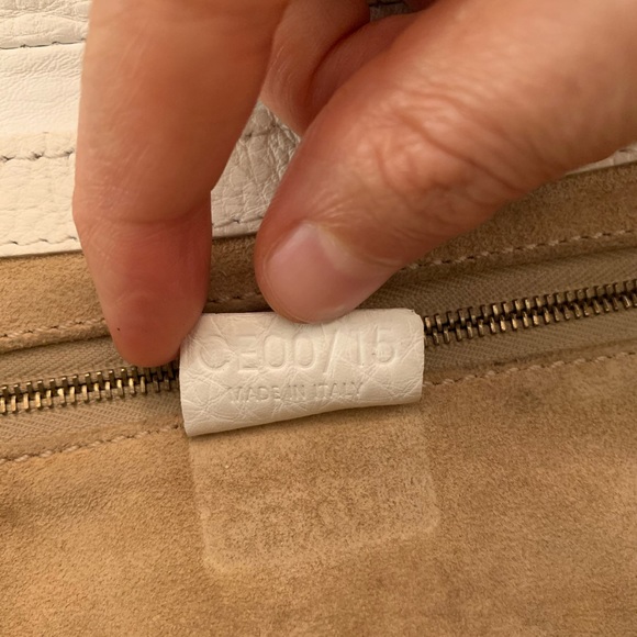 Celine Pebbled Satchel Purse Handbag WHITE CE00/15 - Picture 16 of 16